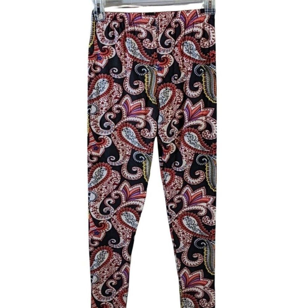 🆕NWT NEW MIX BLACK W/MULTI-COLOR PAISLEY PRINT PANTS - PLUS
